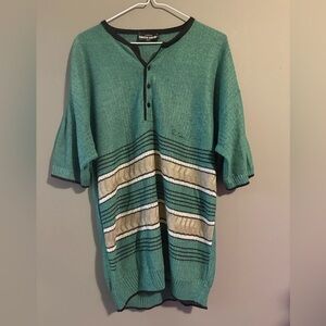 Vintage Pierre Cardin size M short-sleeve sweater in a teal green color